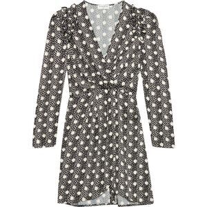 NWT Sandro Paris Roxane Faux Wrap Dress Black & White Polka Dots